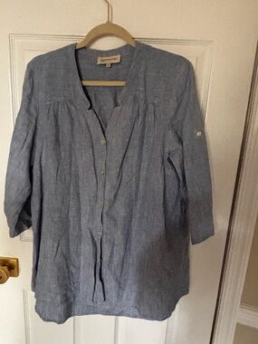 Jones New York Light Blue Linen Tunic